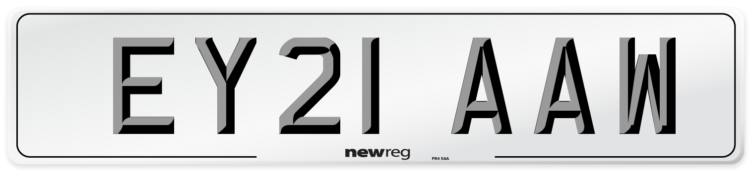 EY21 AAW Number Plate from New Reg